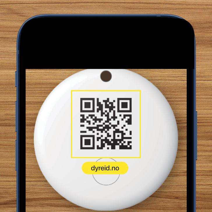 1. Skann QR-koden og registrer taggen på dyreid.no.