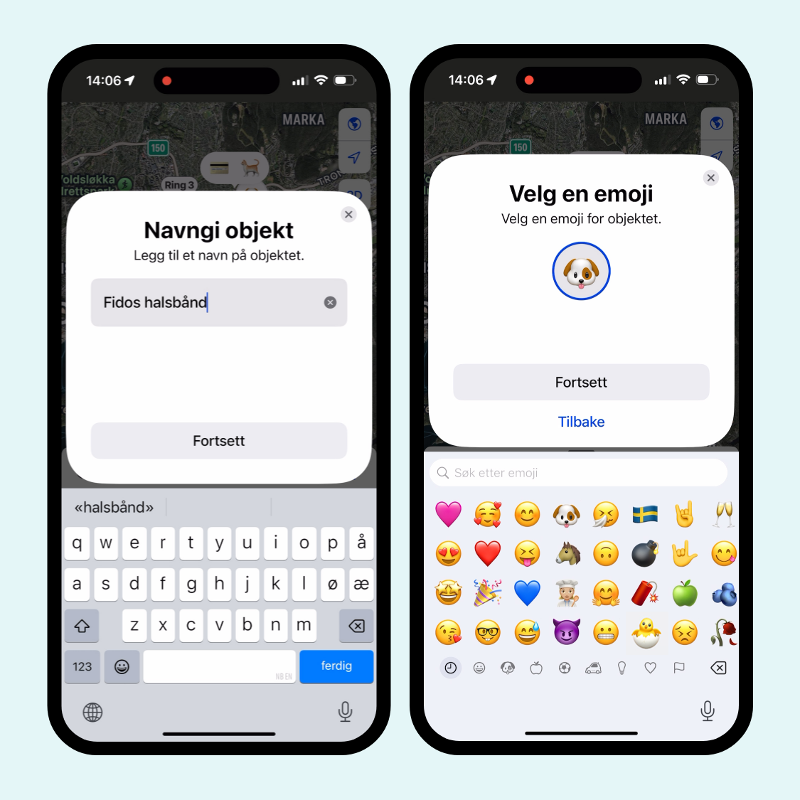 5. Gi brikken et et navn og velg en emoji om du vil
